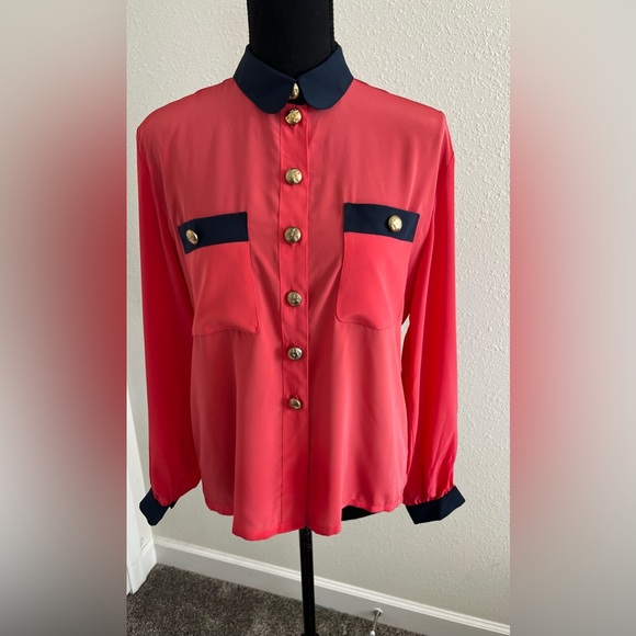 Vintage NWOT Therese Baumaire Paris buttoned blouse top pit to pit 20.5” - Picture 3 of 13